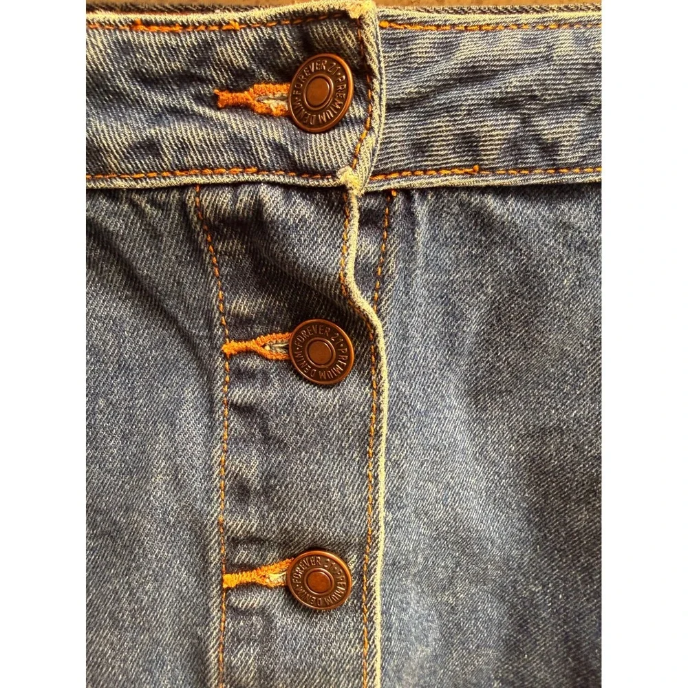 Forever 21 Medium Y2K Wash Denim Button Front Mini Chic Streetwear Skirt